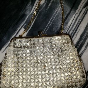 Vintage gold and cream handbag